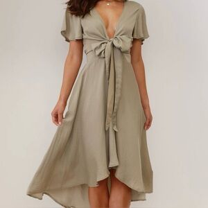 BILLY J Olive Green High Low Dress
